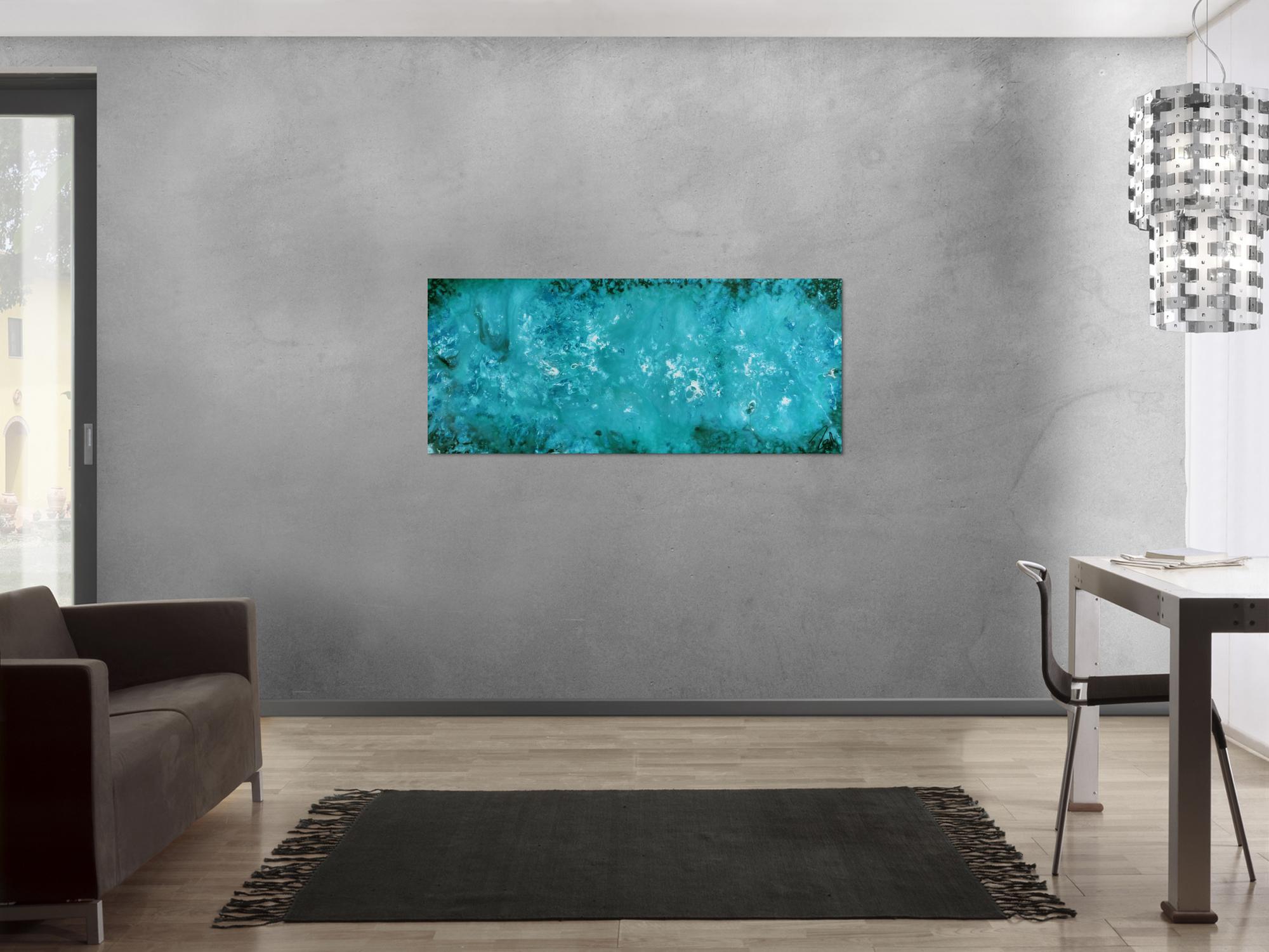 Abstraktes Gemälde in türkis modernes Acrylbild schlicht