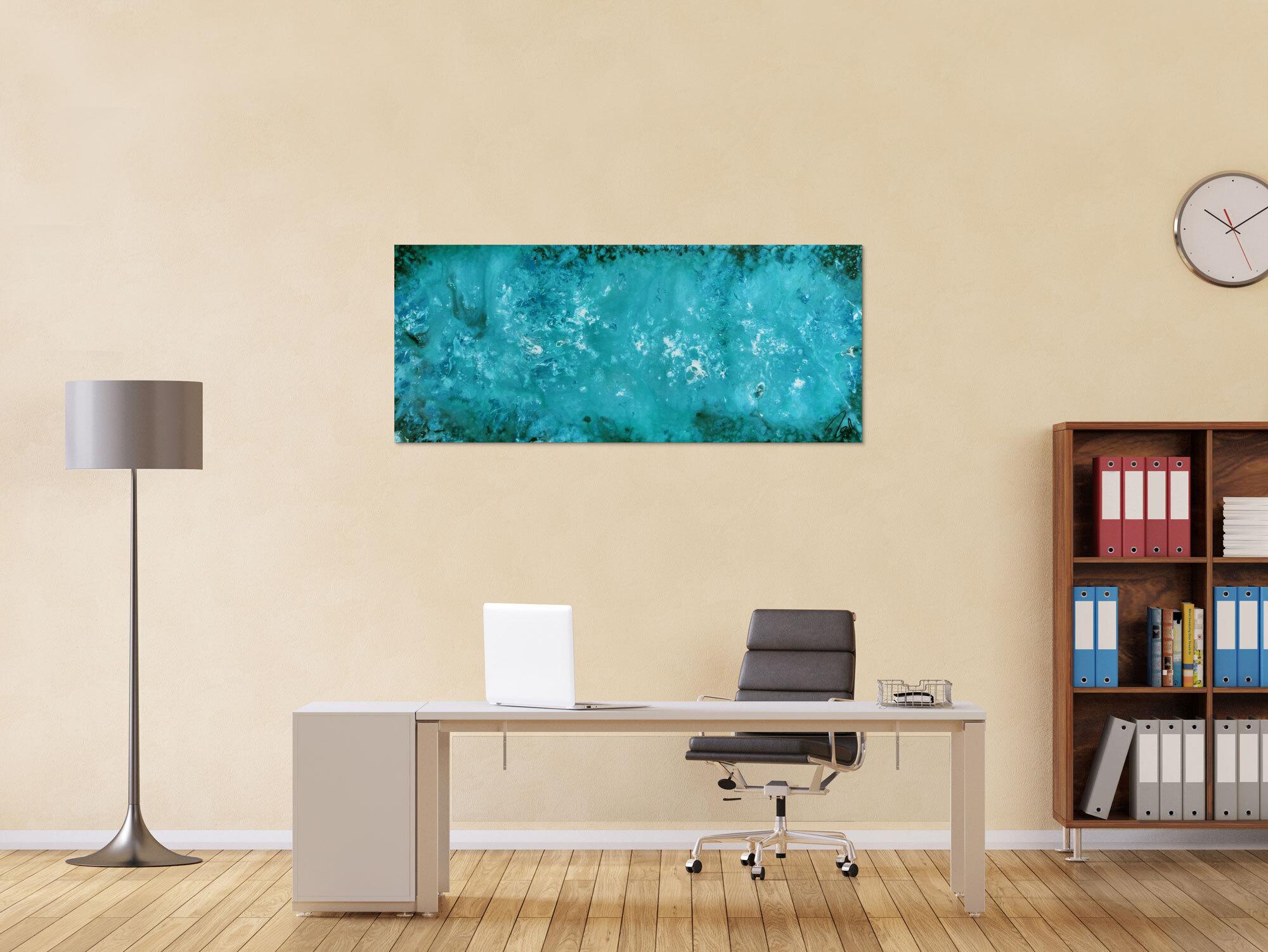 Abstraktes Gemälde in türkis modernes Acrylbild schlicht