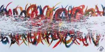 Modernes Gemälde abstrakt bunte Streifen auf weißem Hintergrund