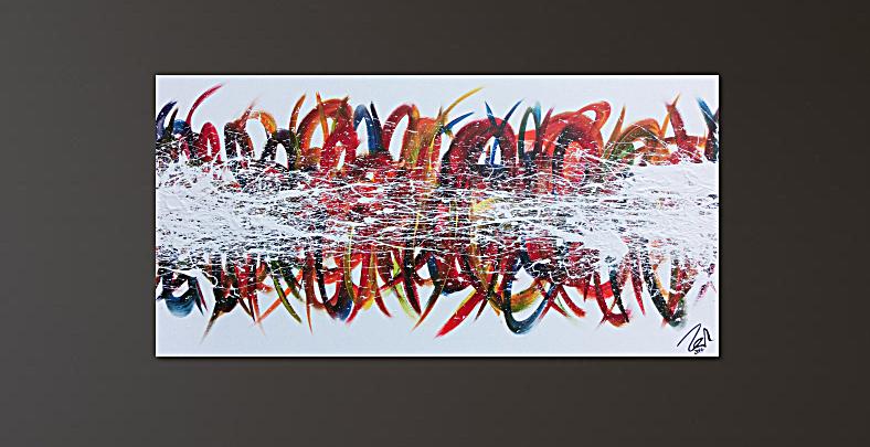 Abstraktes Kunstwerk in Rot und Orange