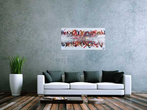 Modernes Gemälde abstrakt bunte Streifen auf weißem Hintergrund