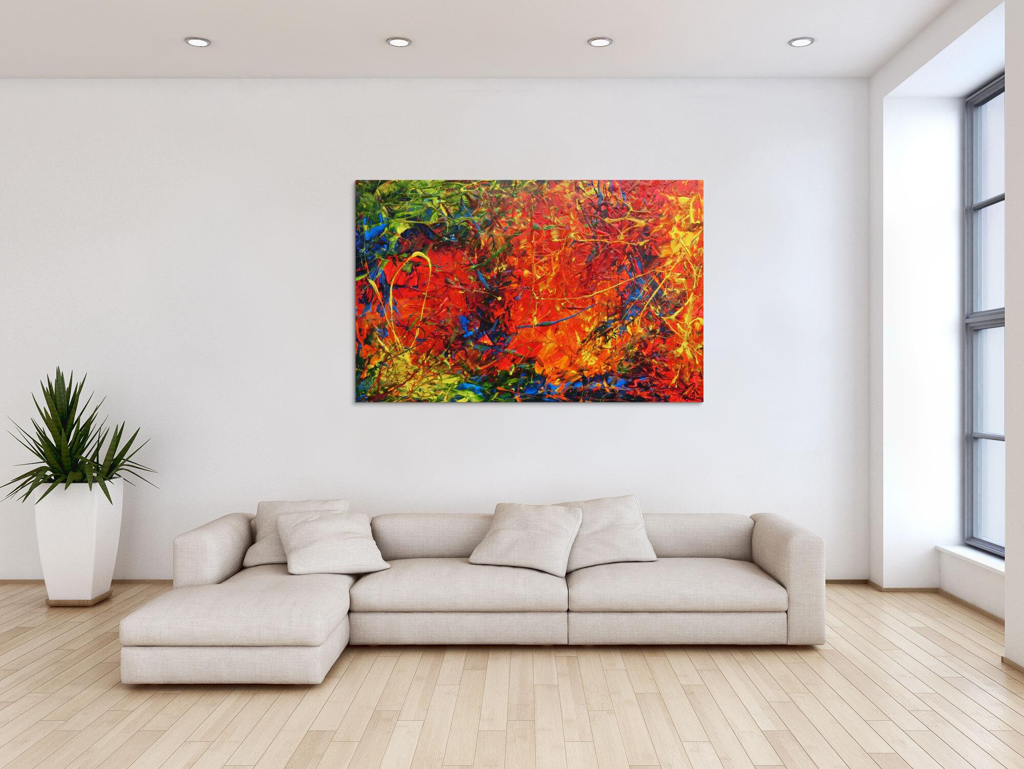 Abstraktes Acrylbild modern sehr bunt viele Farben zeitgenössisch