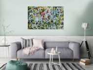 Abstraktes Acrylgemälde Graffiti Tags modern zeitgenössisch bunt und weiß
