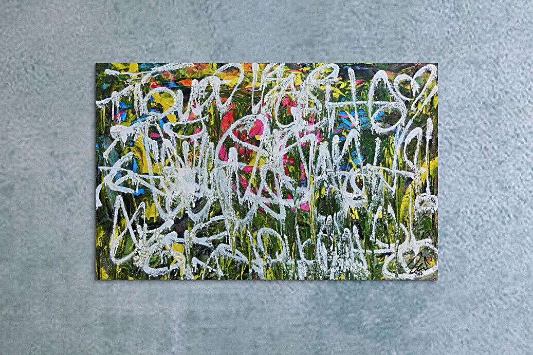 Abstraktes Kunstwerk in Rot und Orange