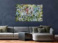 Abstraktes Acrylgemälde Graffiti Tags modern zeitgenössisch bunt und weiß