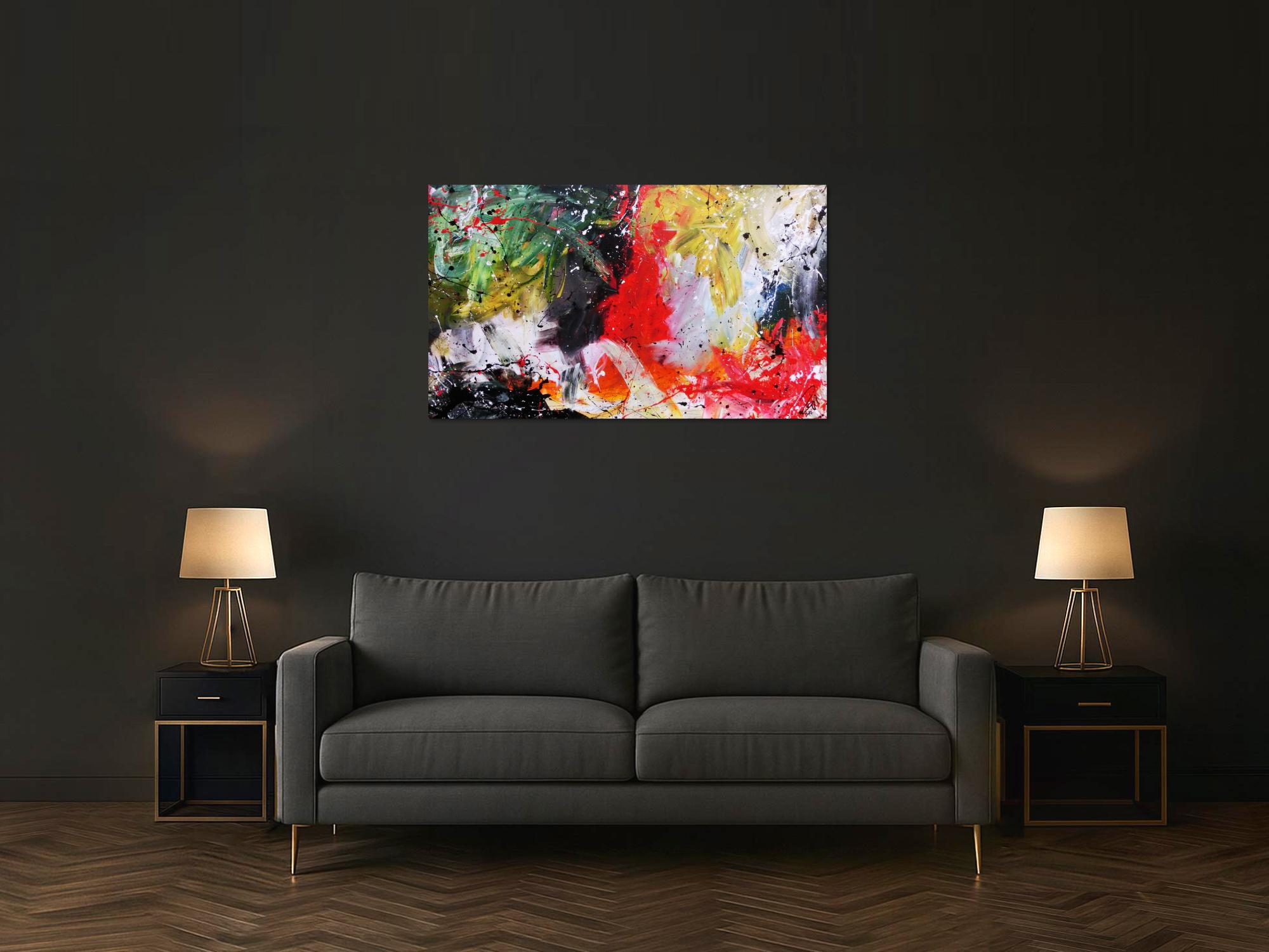 Sehr buntes abstraktes Acrylgemälde modern in vielen Farben