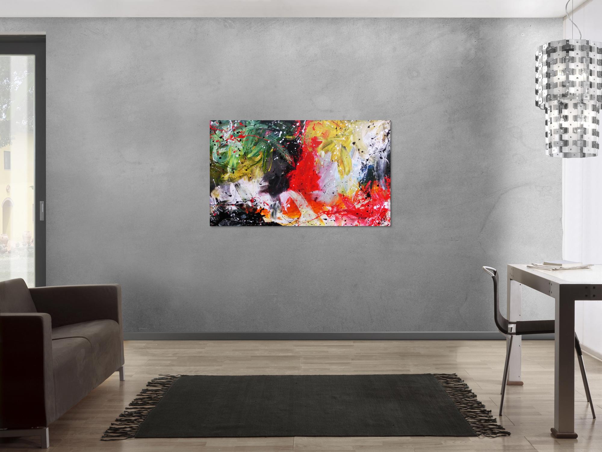 Sehr buntes abstraktes Acrylgemälde modern in vielen Farben