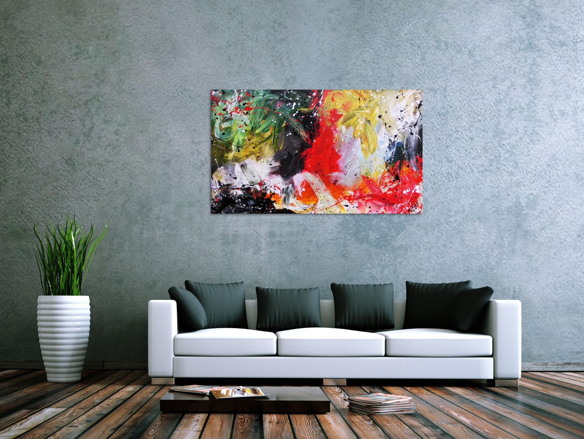 Sehr buntes abstraktes Acrylgemälde modern in vielen Farben