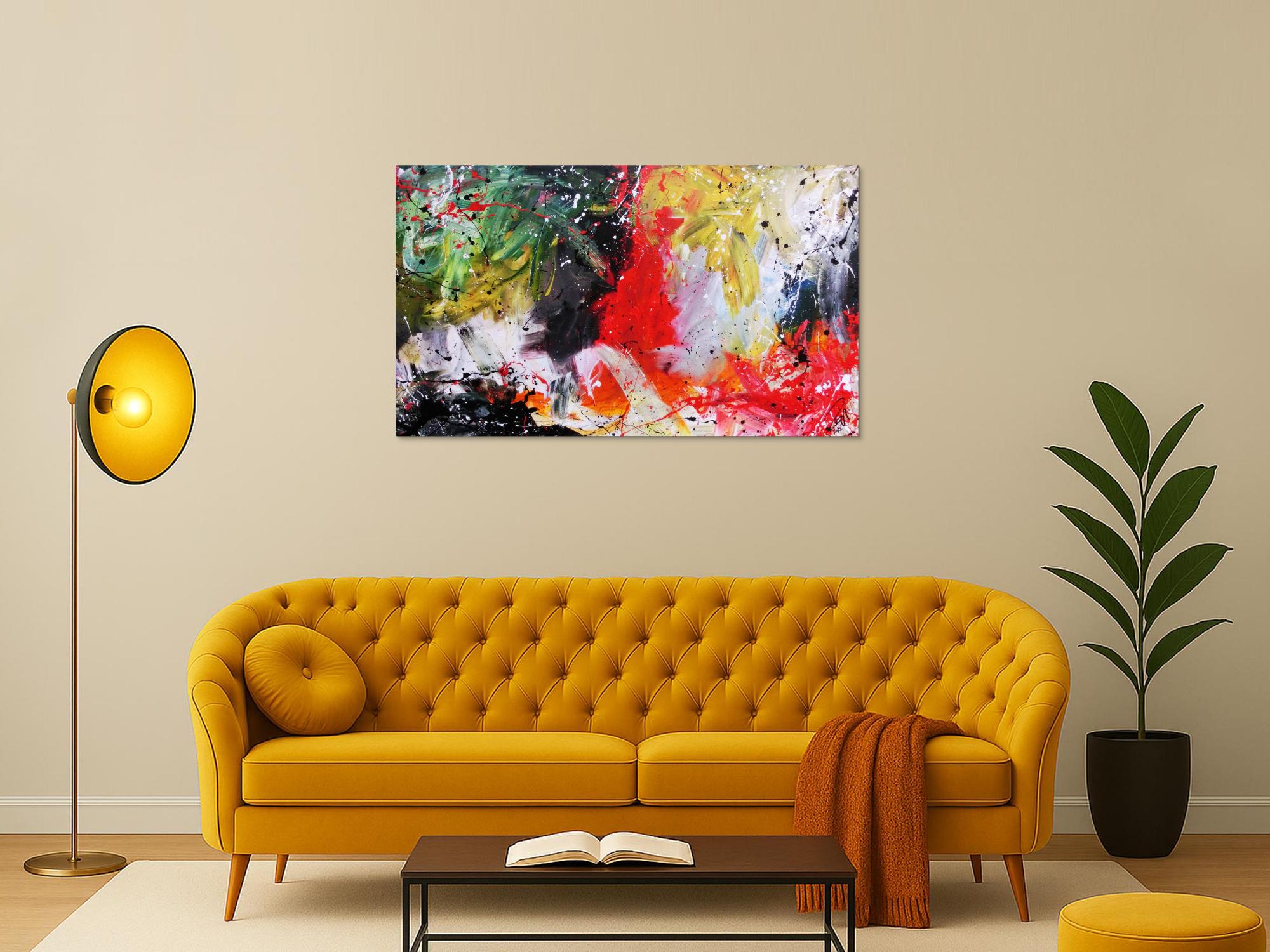 Sehr buntes abstraktes Acrylgemälde modern in vielen Farben