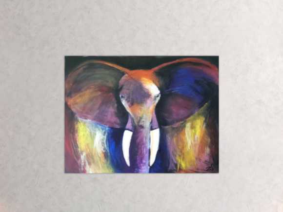 Abstraktes Acrylbild Elefant bunt