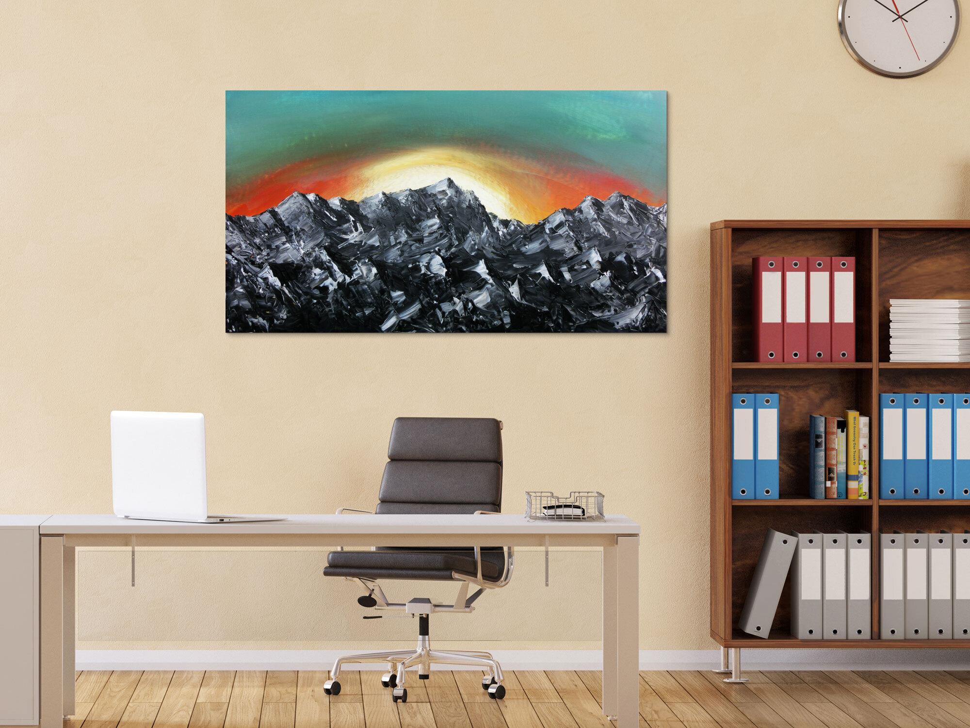 Abstakres Gemälde Berge Alpenkette Zugspitze Sonnenaufgang