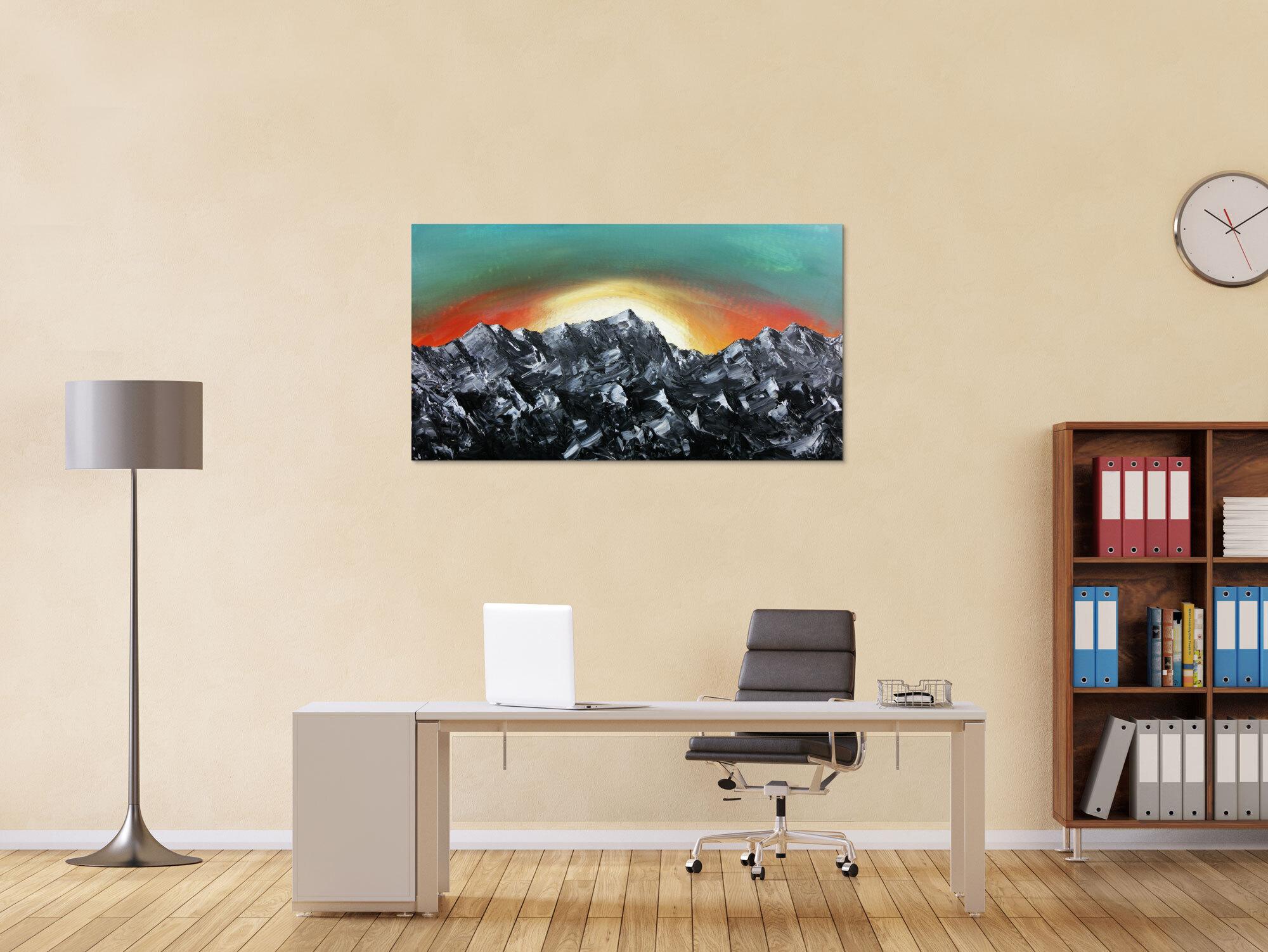 Abstakres Gemälde Berge Alpenkette Zugspitze Sonnenaufgang