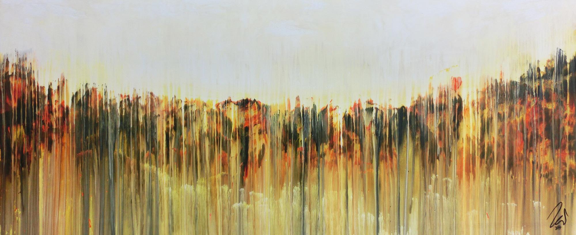 Abstraktes Gemälde mediterrane Farben modern orange gelb anthrazit