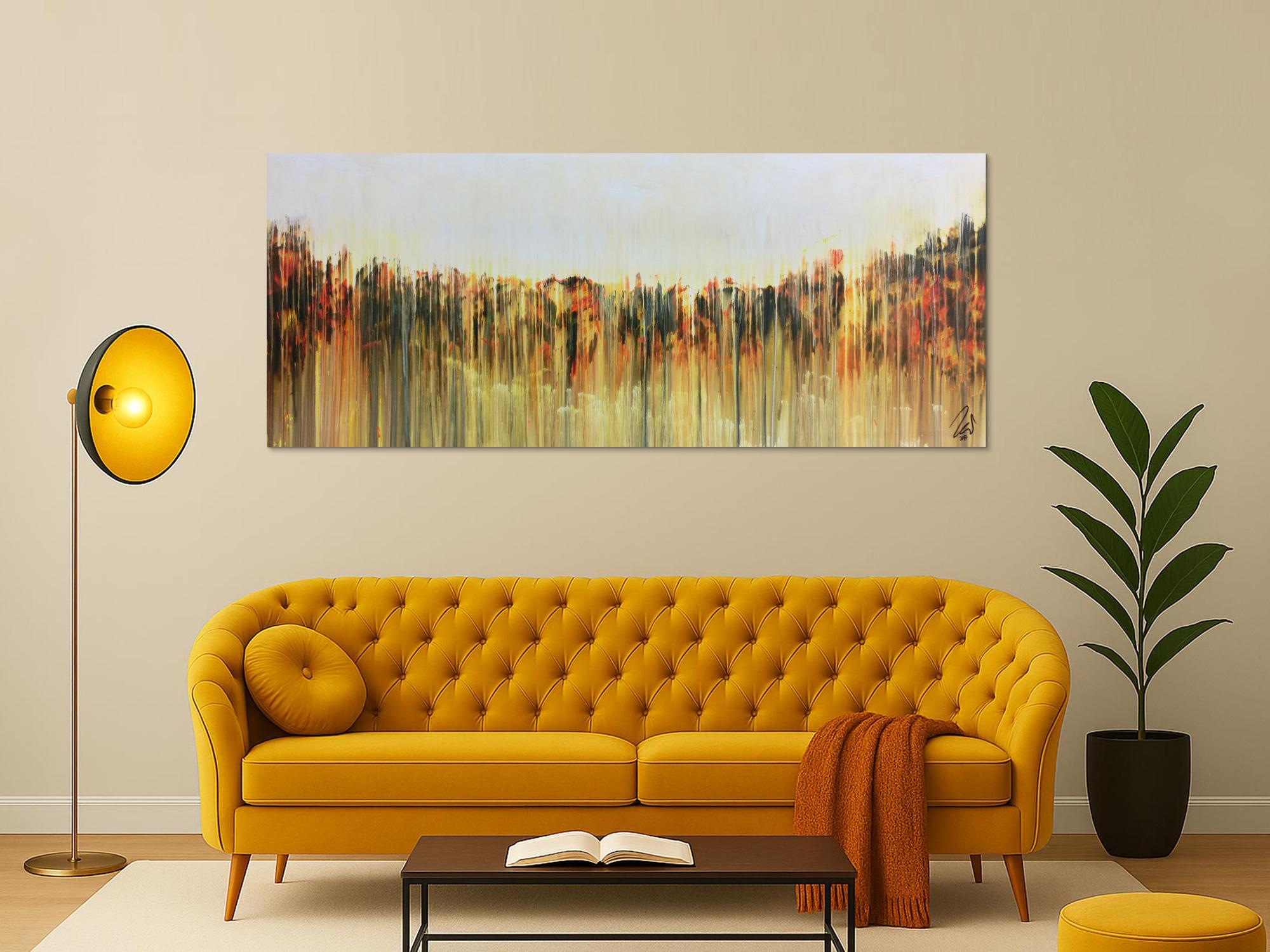 Abstraktes Gemälde mediterrane Farben modern orange gelb anthrazit