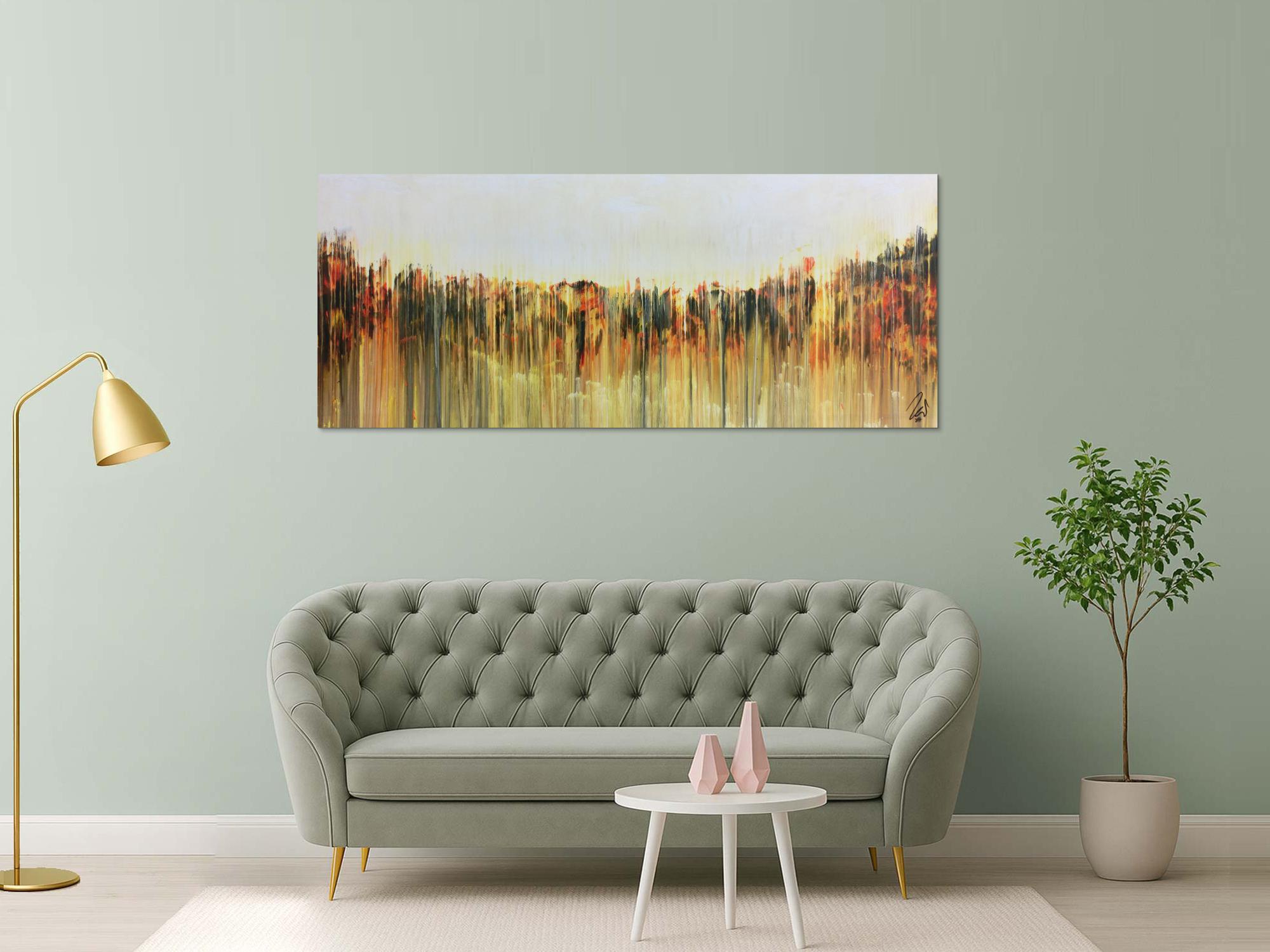 Abstraktes Gemälde mediterrane Farben modern orange gelb anthrazit