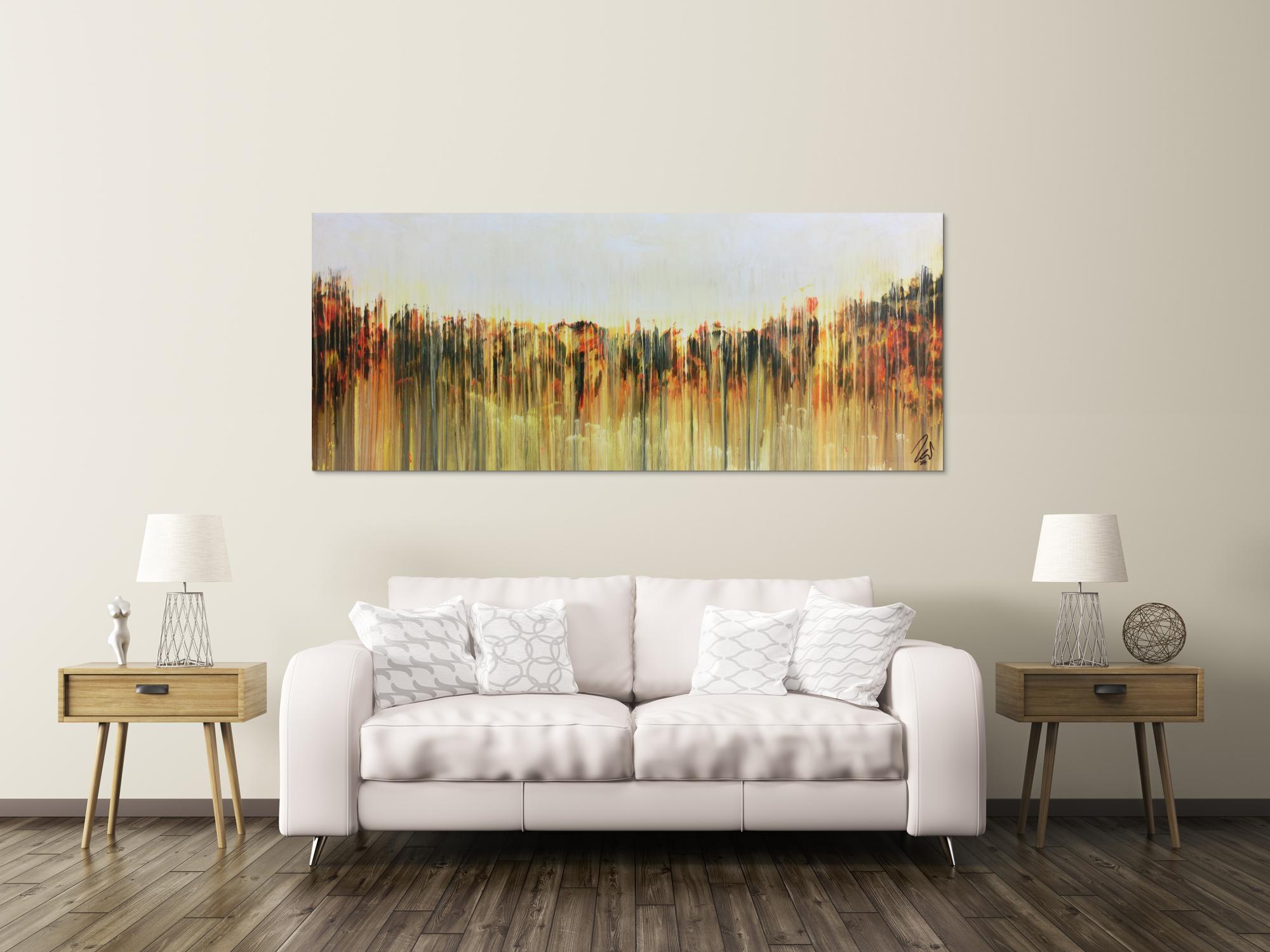 Abstraktes Gemälde mediterrane Farben modern orange gelb anthrazit