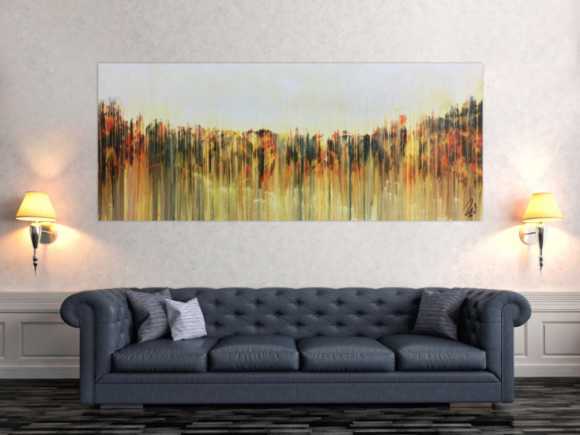 Abstraktes Gemälde mediterrane Farben modern orange gelb anthrazit
