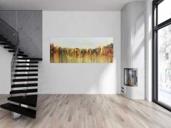 Abstraktes Gemälde mediterrane Farben modern orange gelb anthrazit