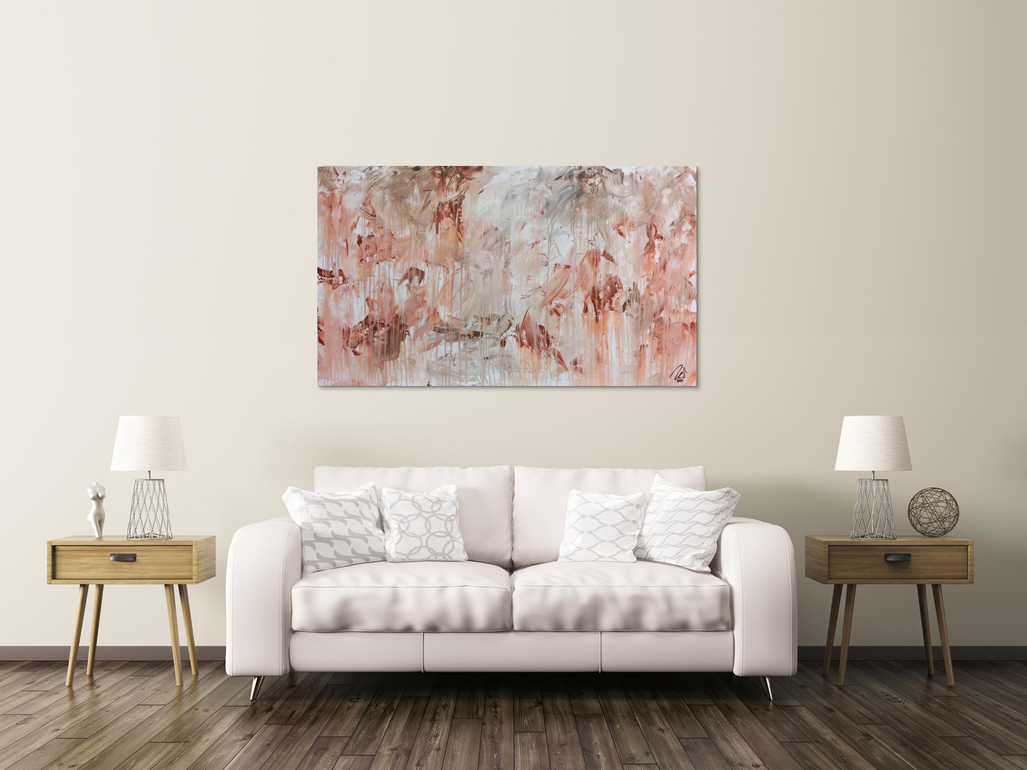 Modernes Gemälde abstrakt mediterran weiß beige braun