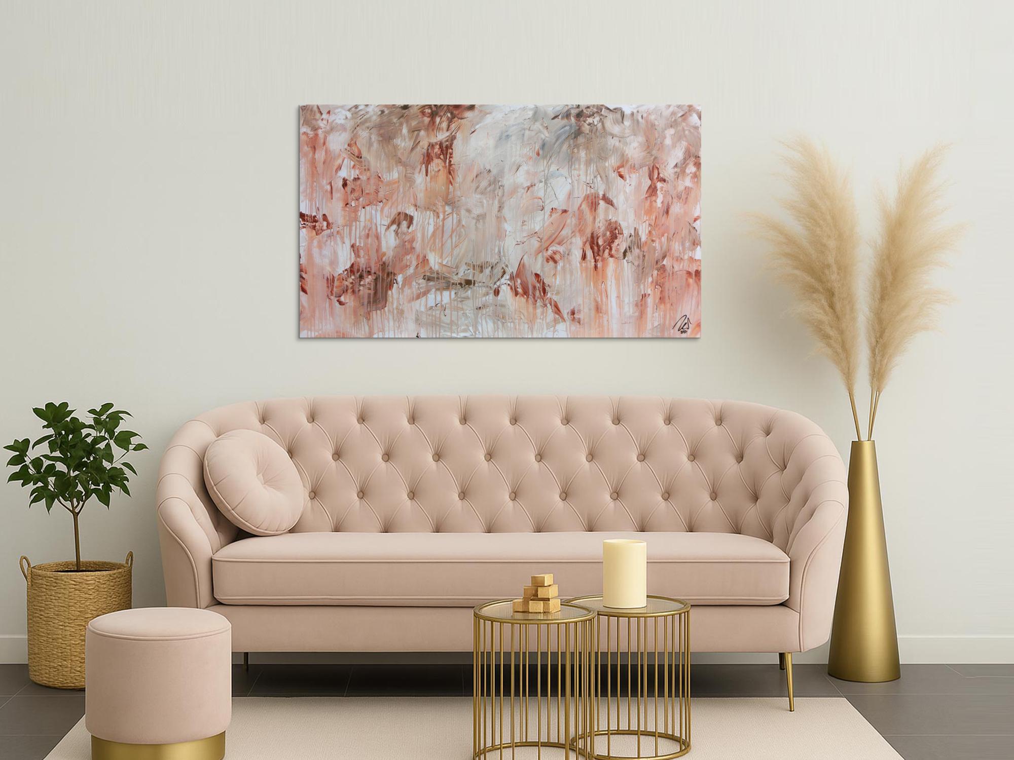 Modernes Gemälde abstrakt mediterran weiß beige braun