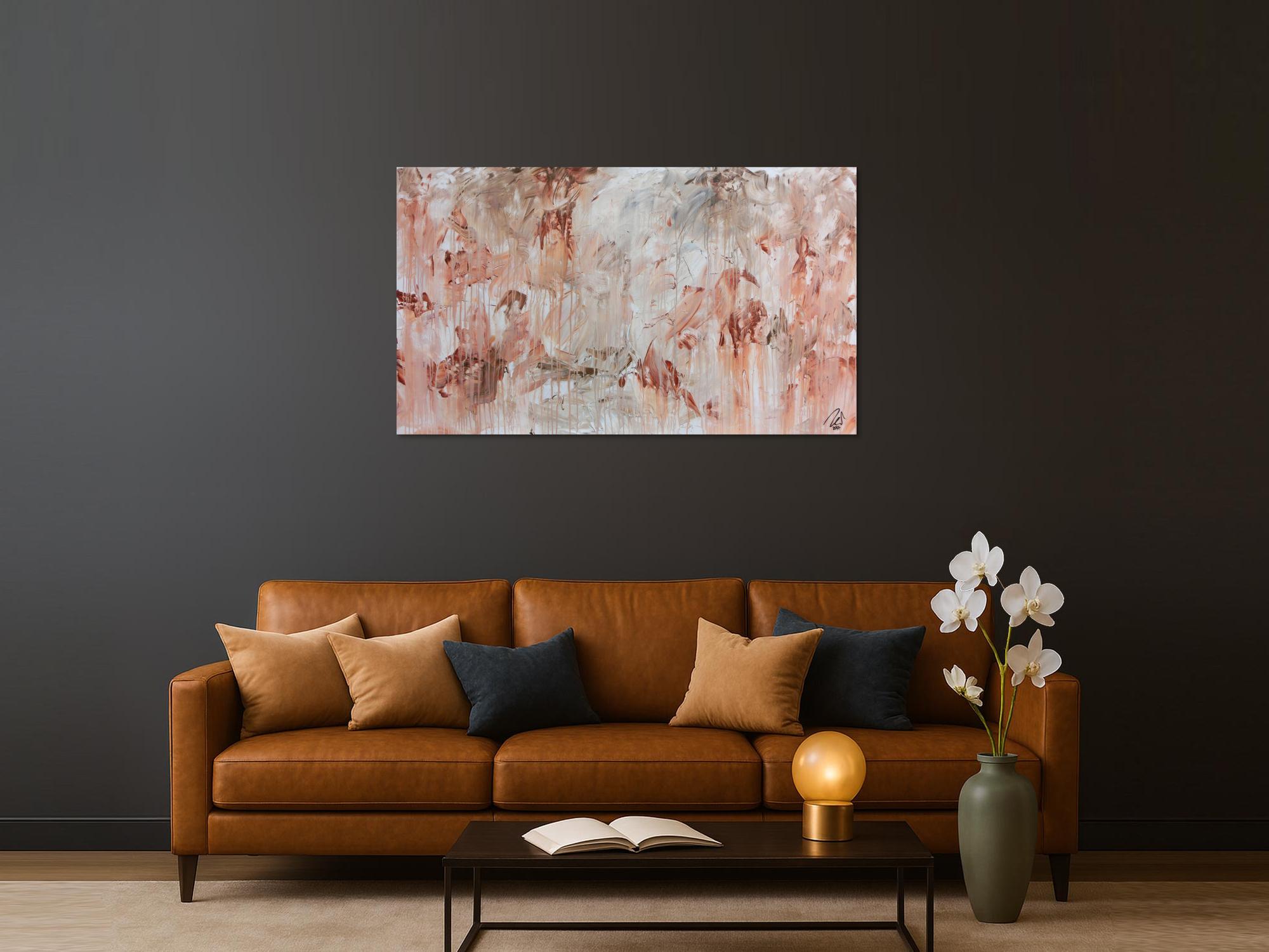 Modernes Gemälde abstrakt mediterran weiß beige braun