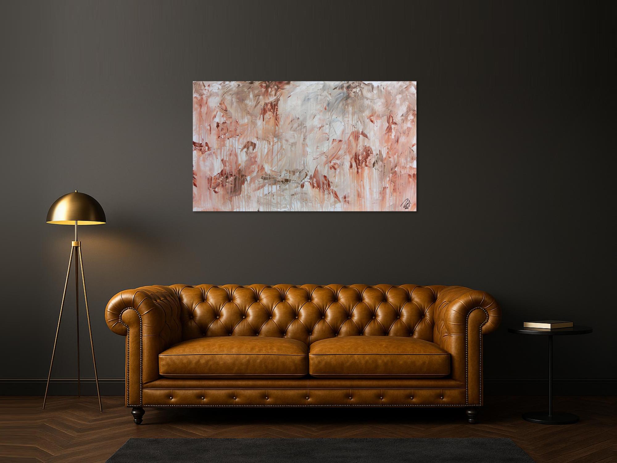 Modernes Gemälde abstrakt mediterran weiß beige braun