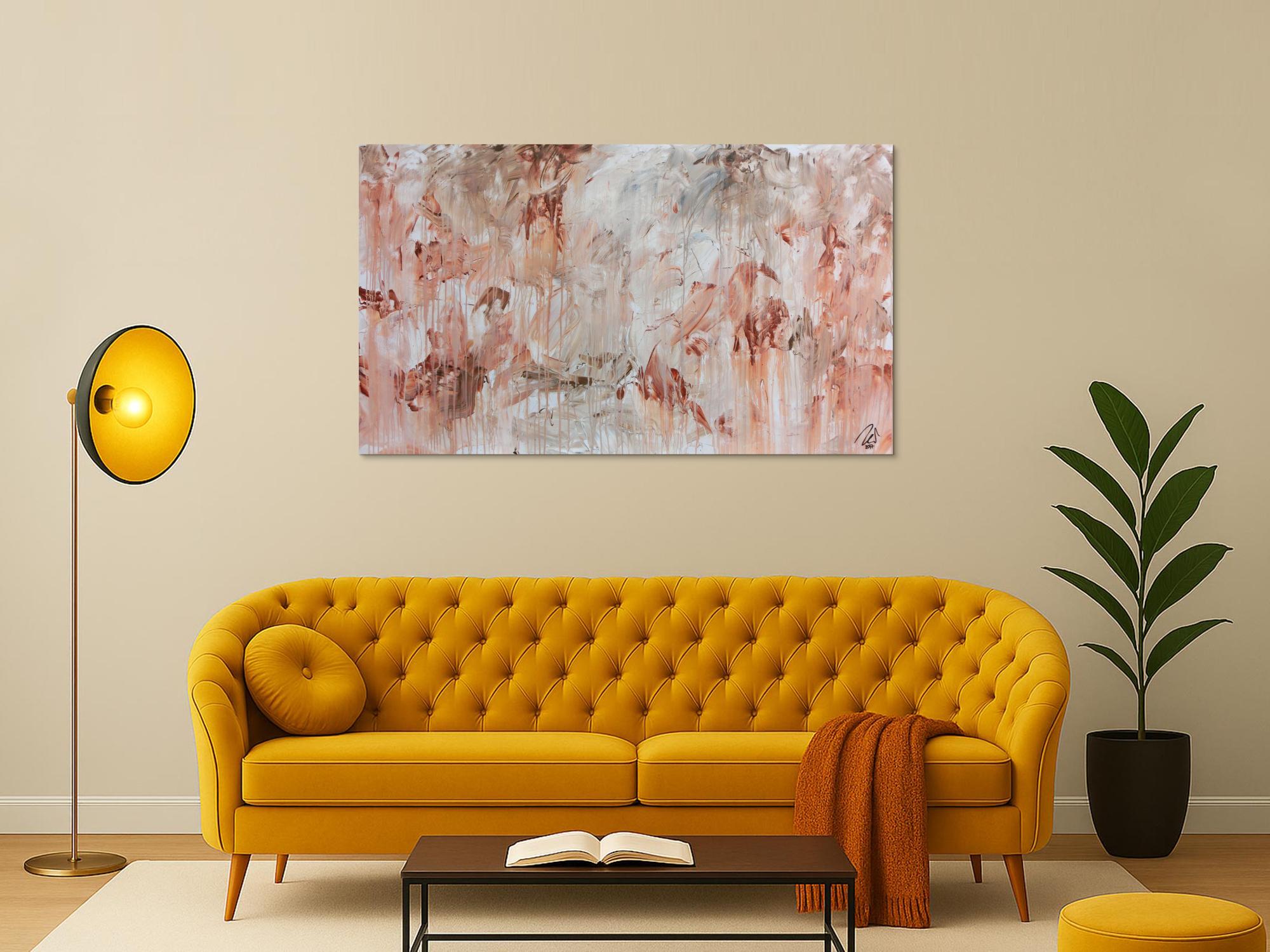 Modernes Gemälde abstrakt mediterran weiß beige braun