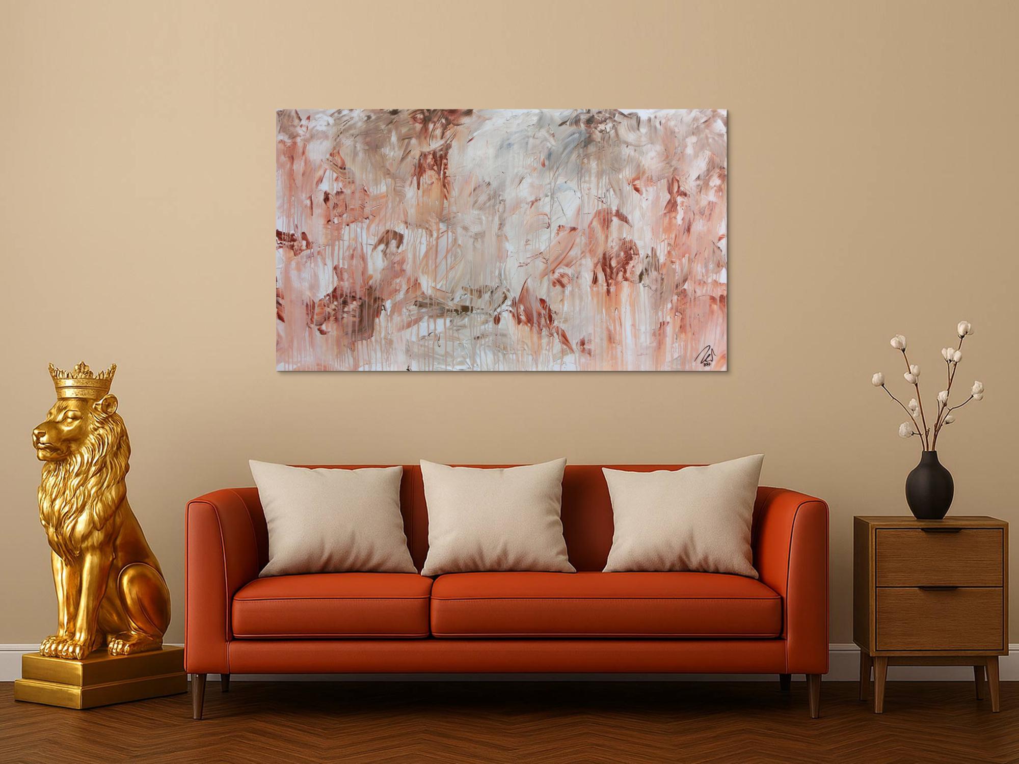 Modernes Gemälde abstrakt mediterran weiß beige braun