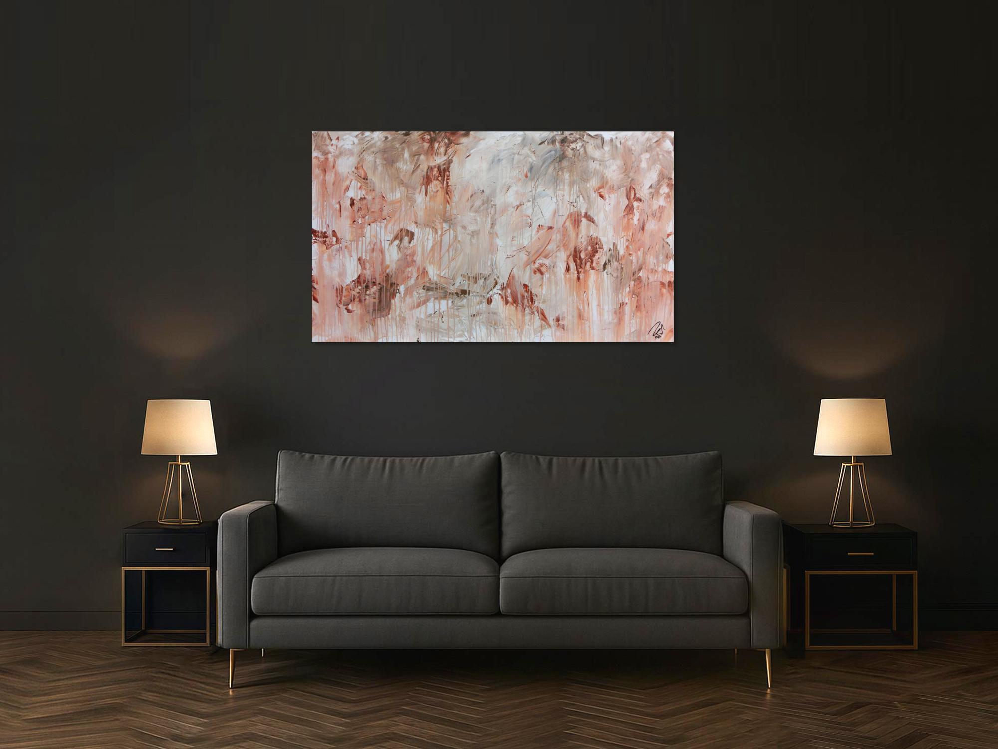 Modernes Gemälde abstrakt mediterran weiß beige braun