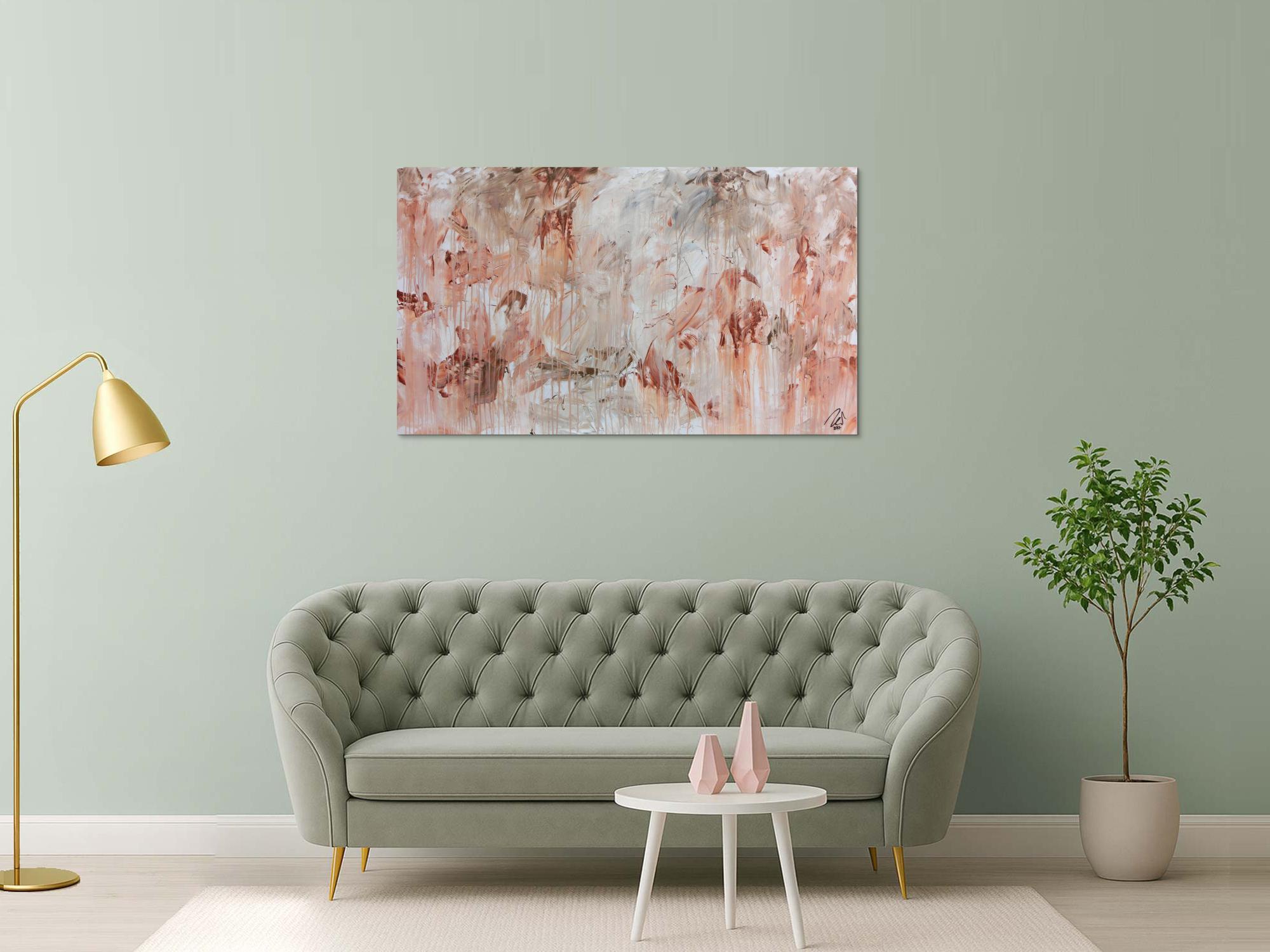 Modernes Gemälde abstrakt mediterran weiß beige braun