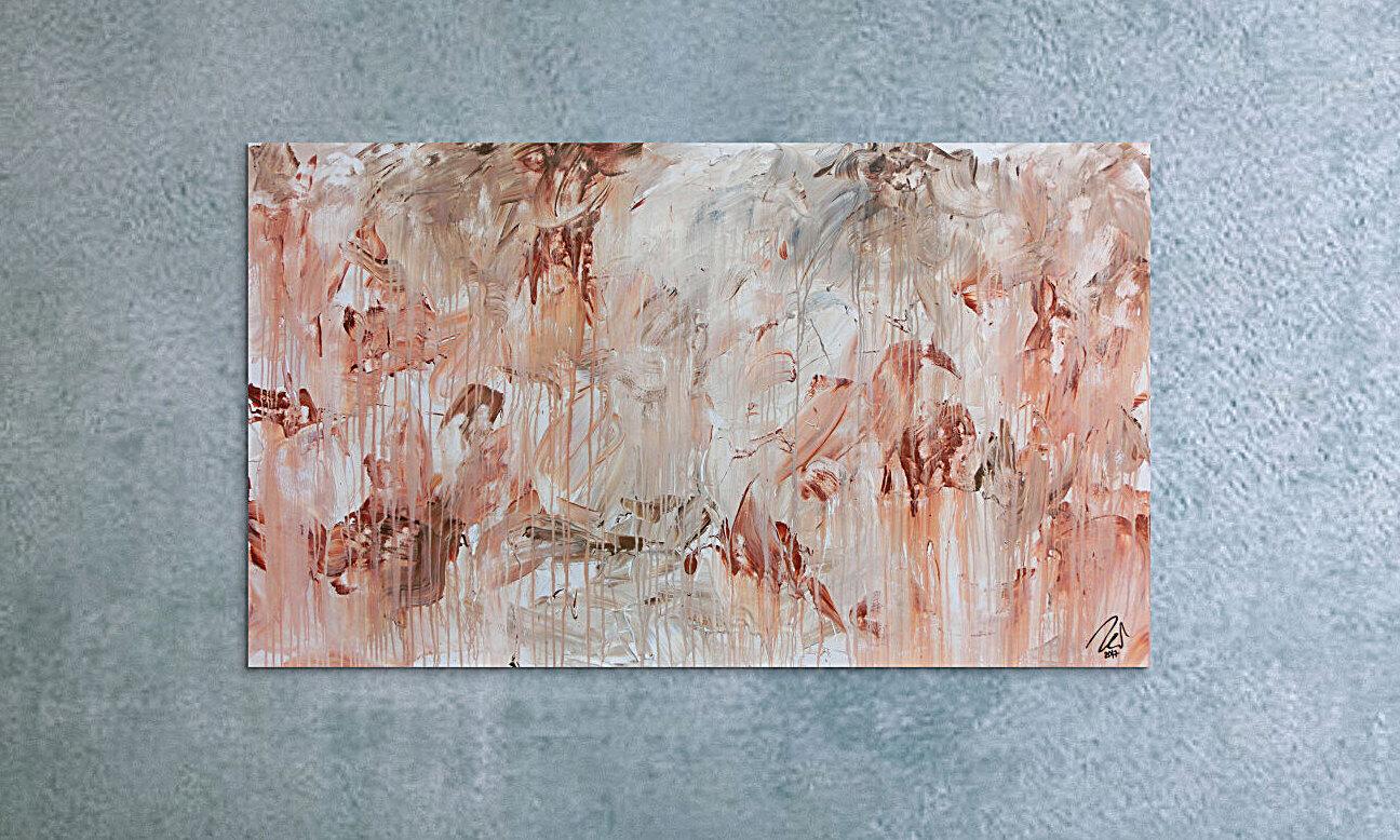 Abstraktes Kunstwerk in Rot und Orange