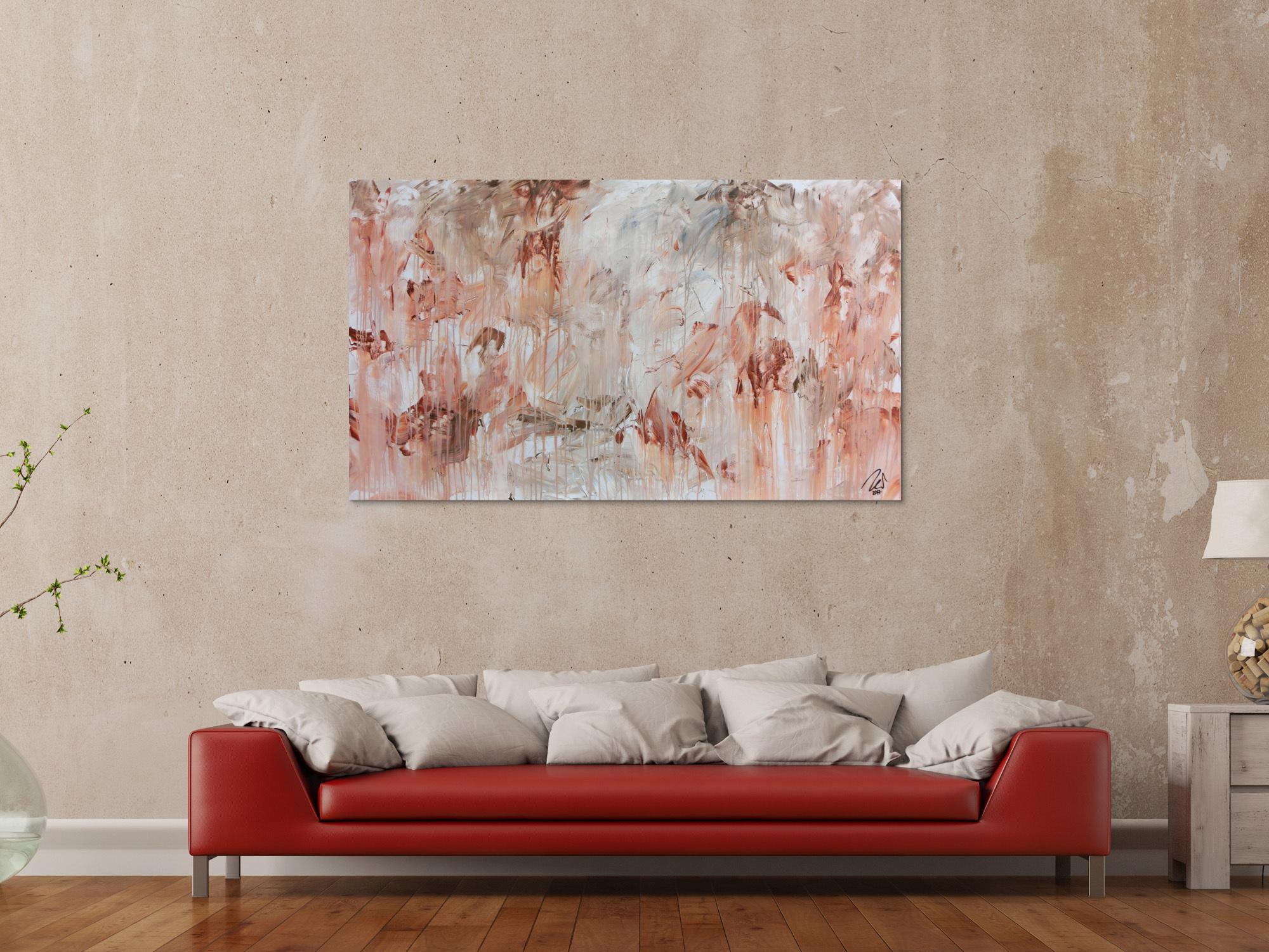 Modernes Gemälde abstrakt mediterran weiß beige braun