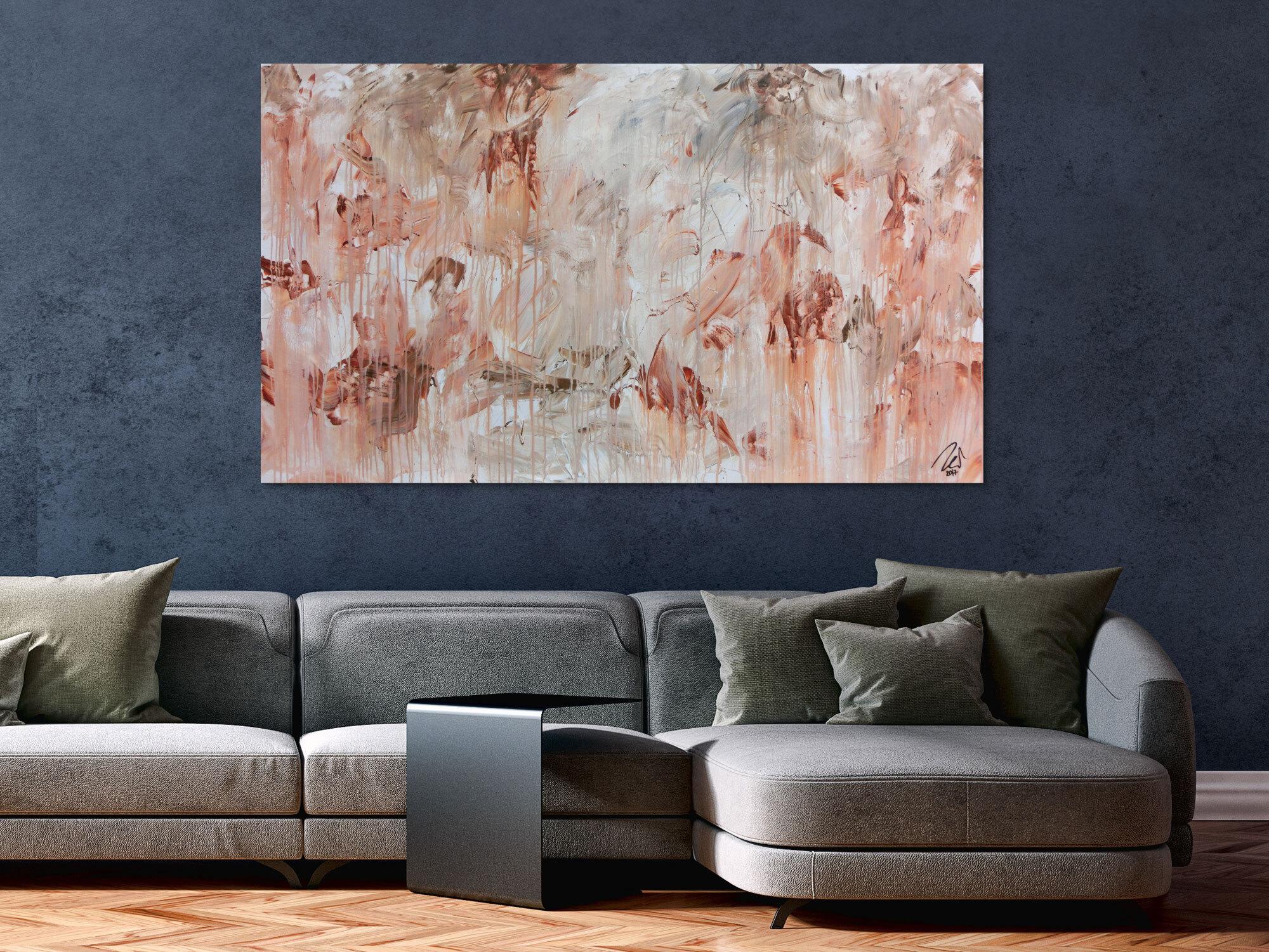 Modernes Gemälde abstrakt mediterran weiß beige braun