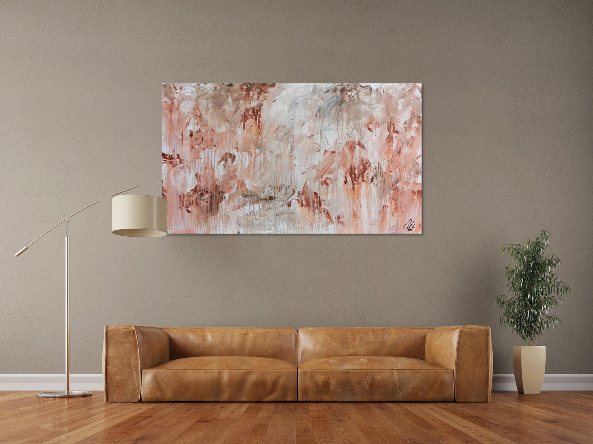 Modernes Gemälde abstrakt mediterran weiß beige braun