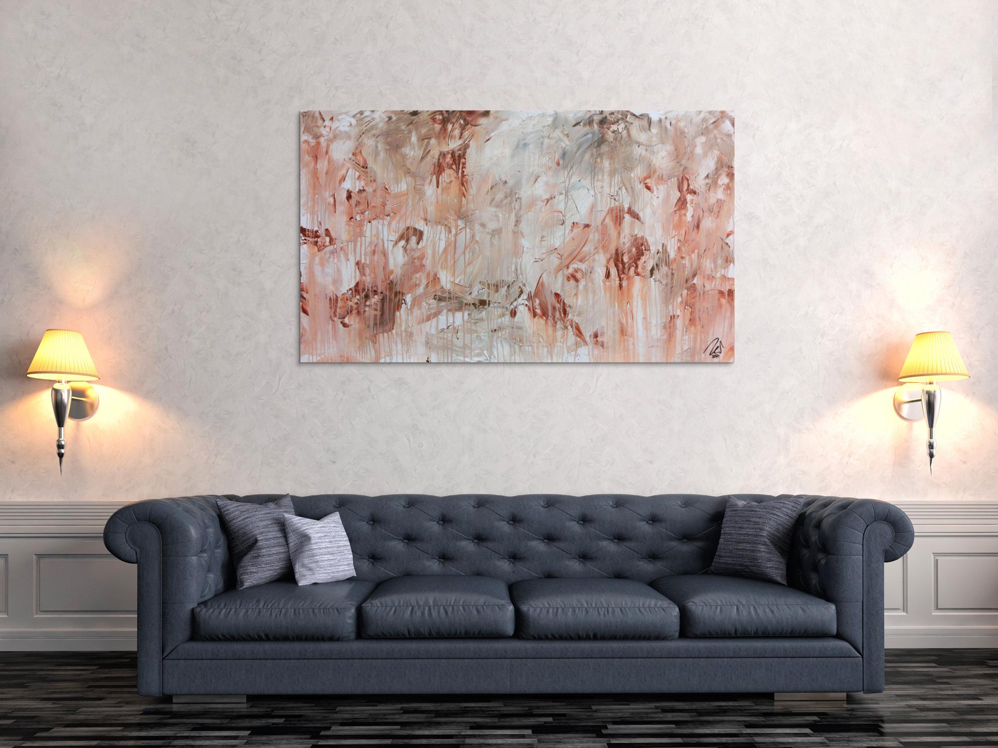 Modernes Gemälde abstrakt mediterran weiß beige braun