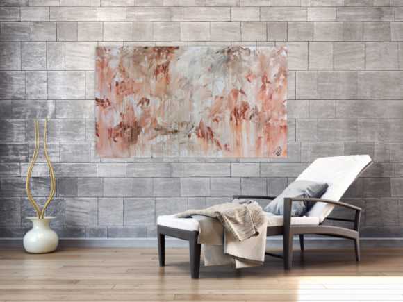 Modernes Gemälde abstrakt mediterran weiß beige braun