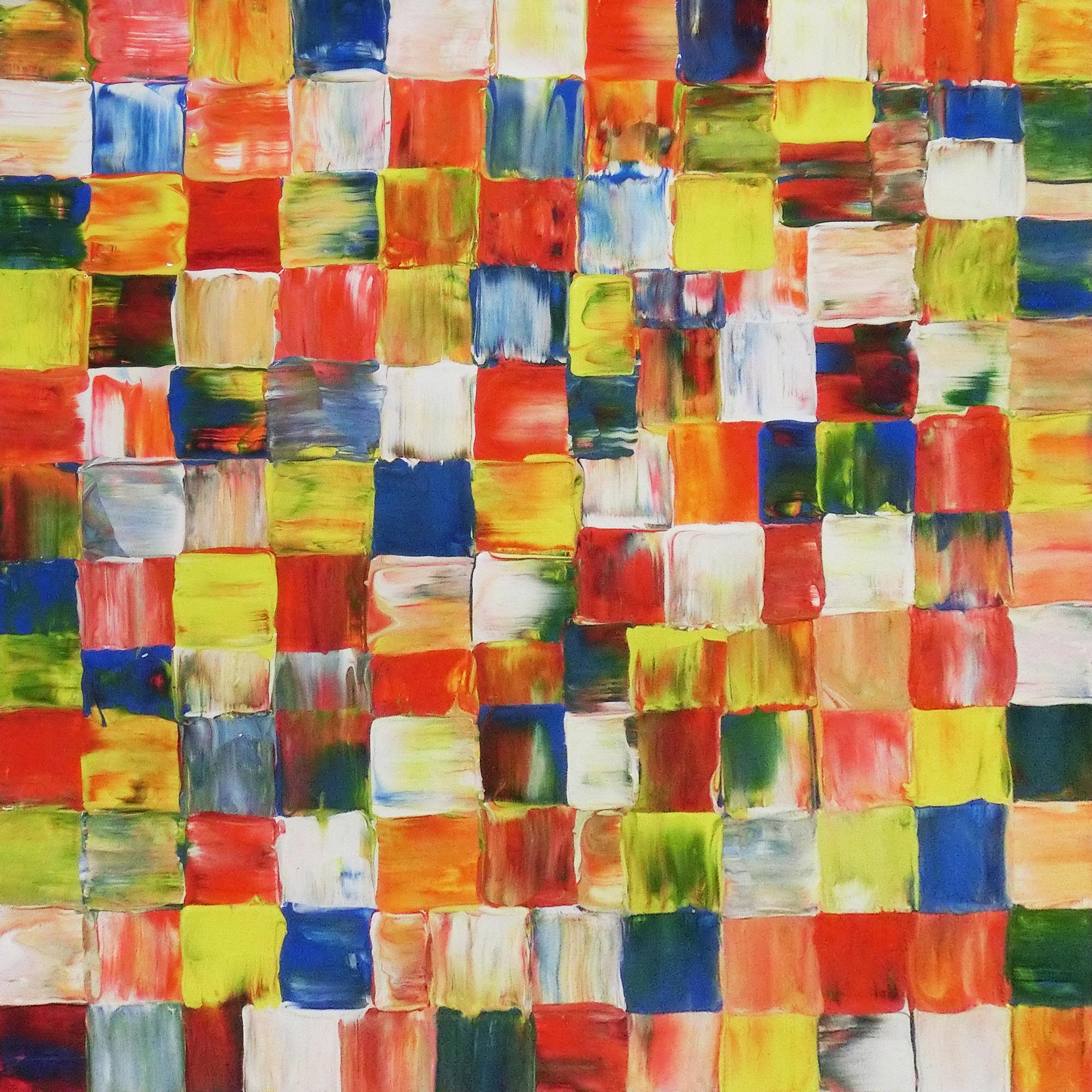 Buntes abstraktes Acrylbild bunte Kacheln modern farbenfroh