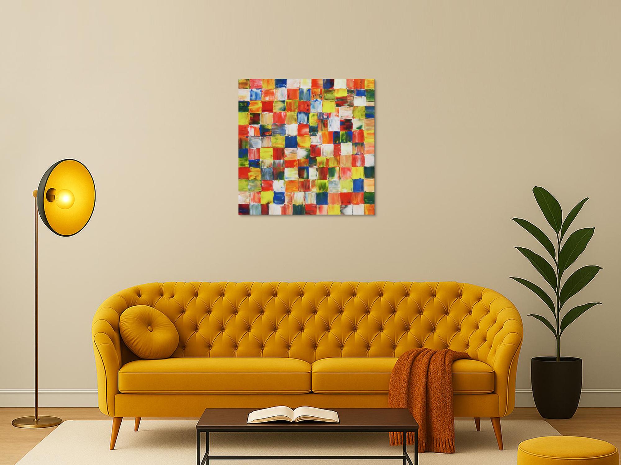 Buntes abstraktes Acrylbild bunte Kacheln modern farbenfroh