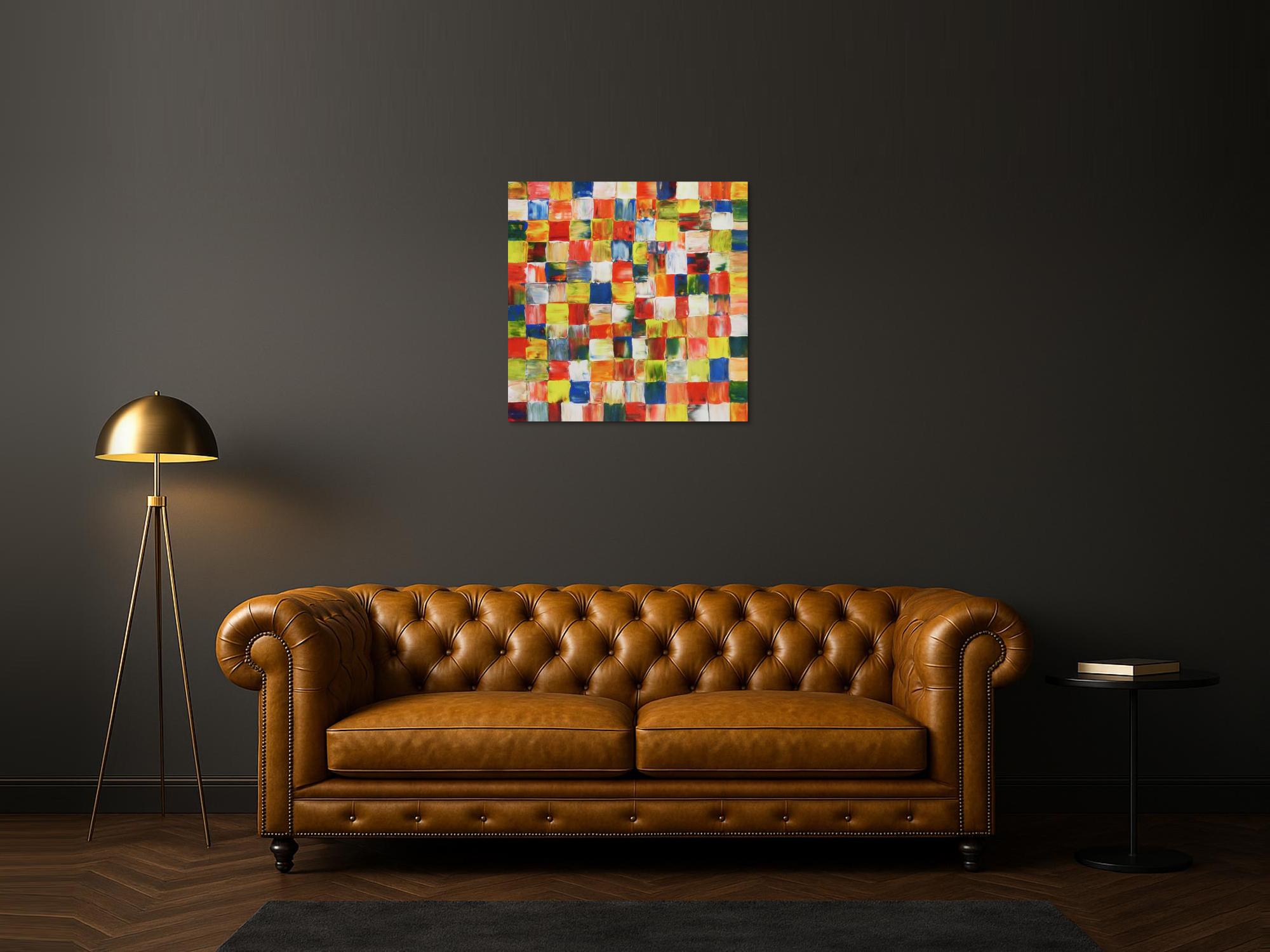 Buntes abstraktes Acrylbild bunte Kacheln modern farbenfroh