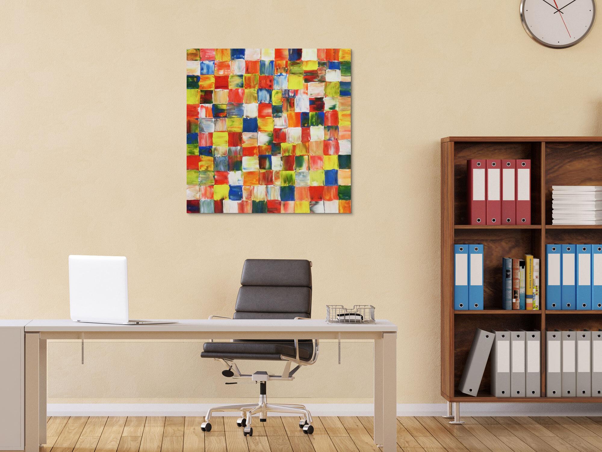 Buntes abstraktes Acrylbild bunte Kacheln modern farbenfroh