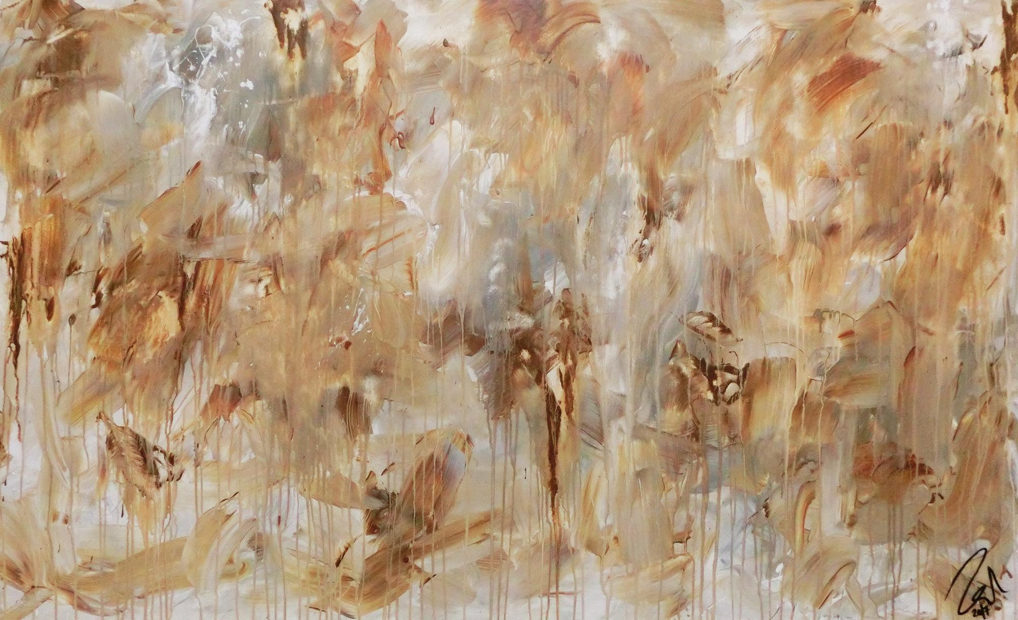 Abstraktes Gemälde aus Acryl modern mediterane Farben braun grau weiß