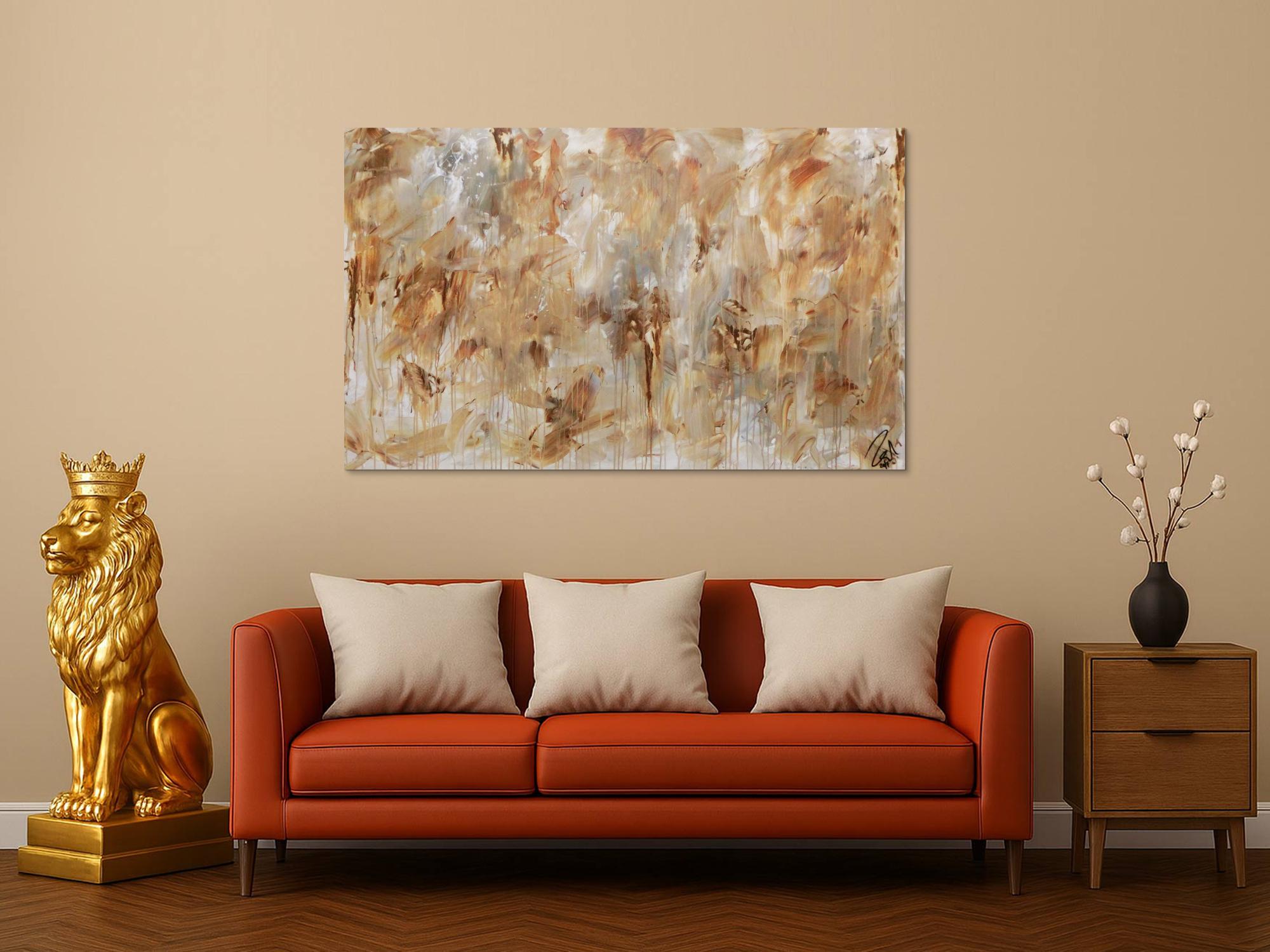 Abstraktes Gemälde aus Acryl modern mediterane Farben braun grau weiß