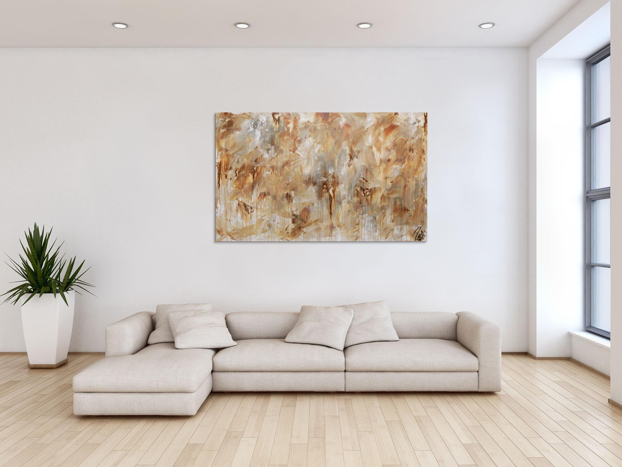 Abstraktes Gemälde aus Acryl modern mediterane Farben braun grau weiß