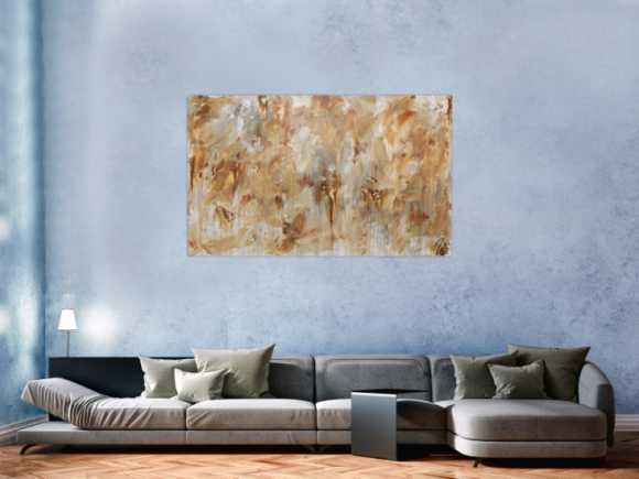 Abstraktes Gemälde aus Acryl modern mediterane Farben braun grau weiß