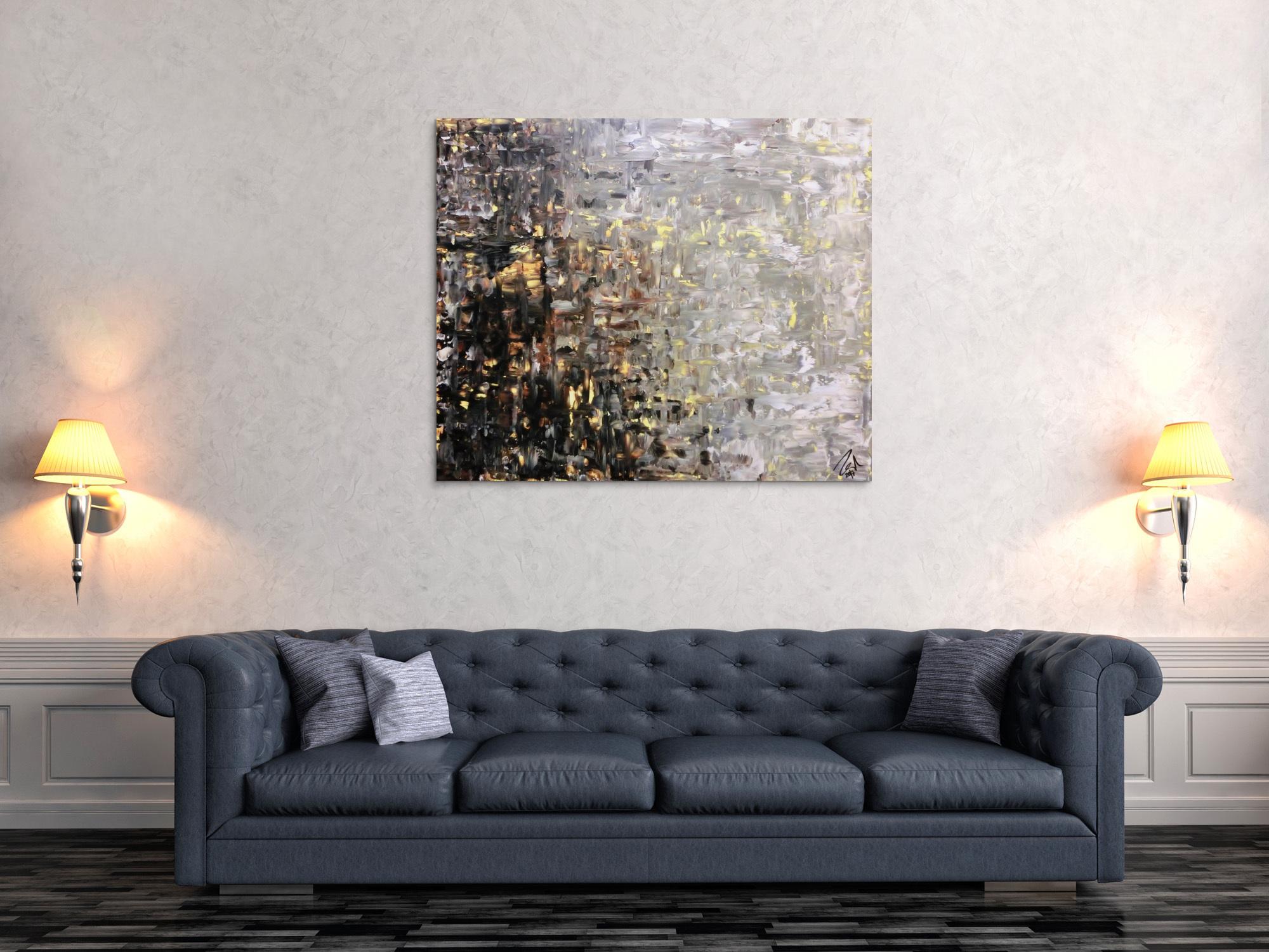 Modernes Gemälde abstrakt Spachteltechnik modernes Bild braun schwarz grau