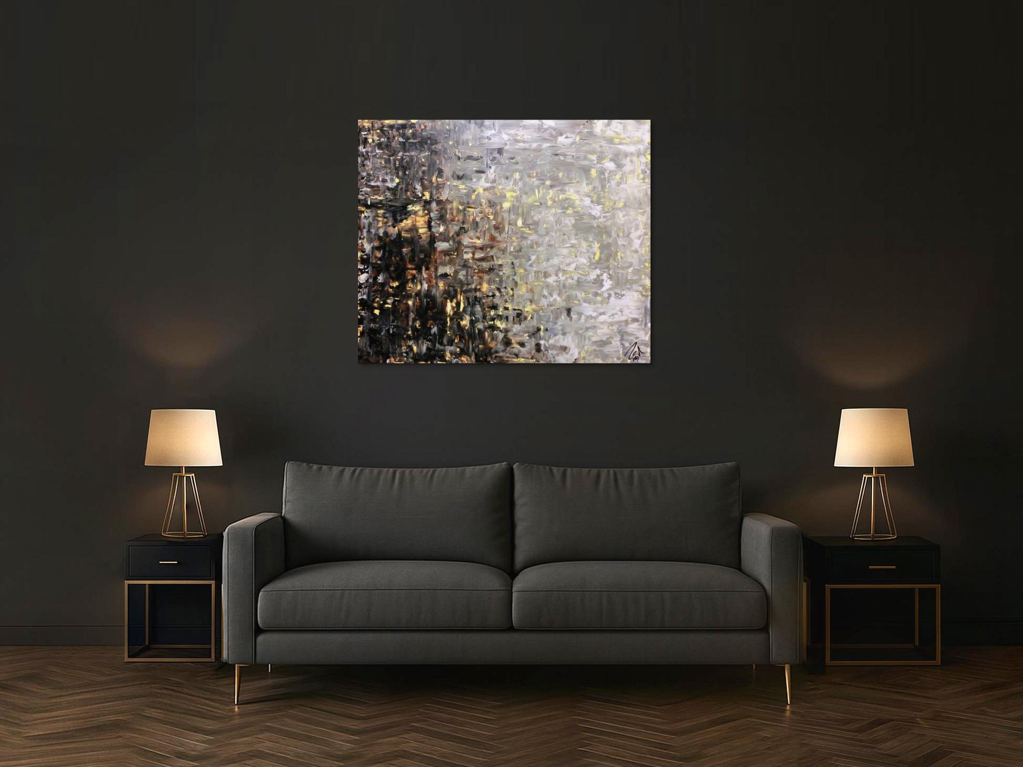 Modernes Gemälde abstrakt Spachteltechnik modernes Bild braun schwarz grau