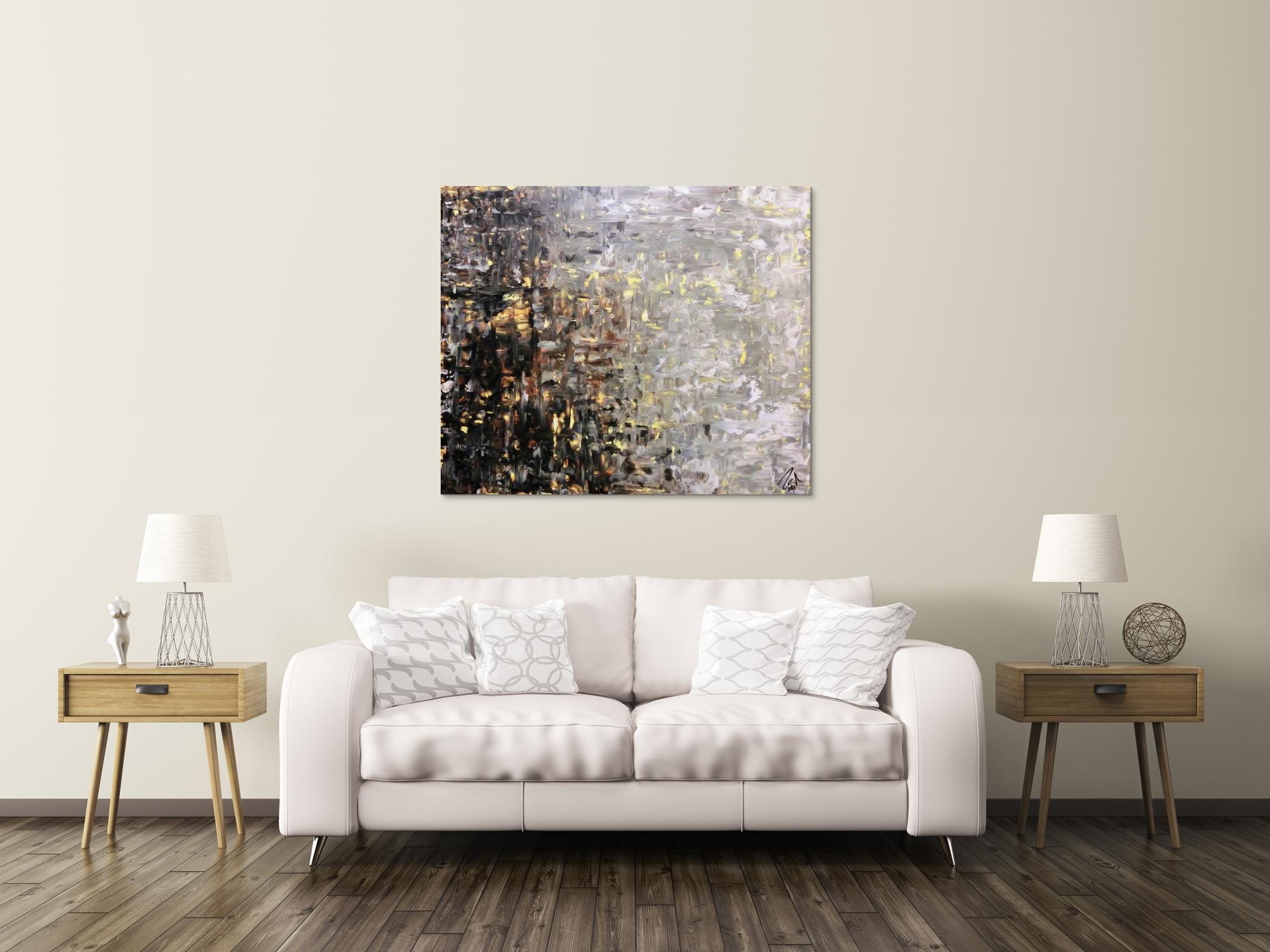 Modernes Gemälde abstrakt Spachteltechnik modernes Bild braun schwarz grau