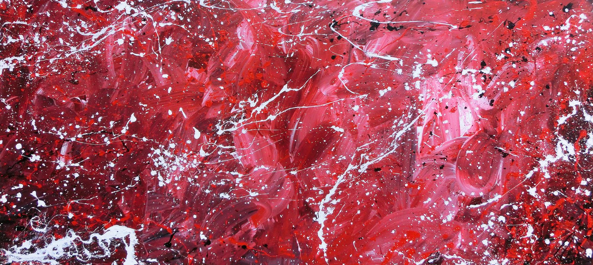 Abstraktes Acrylgemälde modern rot rosa weiß schlicht