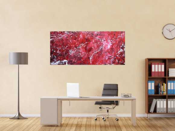Abstraktes Acrylgemälde modern rot rosa weiß schlicht