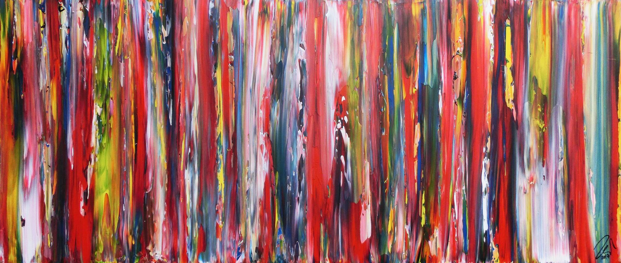 Sehr buntes Acrylbild farbige Streifen abstrakt modern zeitgenössisch